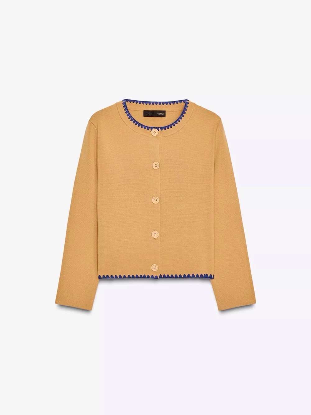 ZARA Contrast Embroidery Knit Cardigan